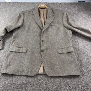 Gianfranco Ruffini Italy Mens 48R Blazer Jacket Tan Silk Tweed Sport Coat Career